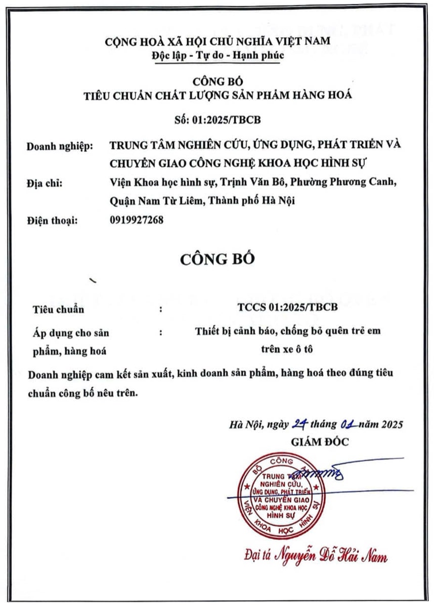 Công bố thiết bị chống bỏ quên trẻ em